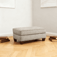 thumbnail image 5 of JERFIT Gray Velvet Cocktail Ottoman Footstool with Wood Legs, Upholstered Storage Ottoman for Living Room, 5 of 6