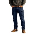 thumbnail image 2 of Mifsaly Mens Cargo Pants Straight Leg Relaxed Fit Work Trousers with Multi Pockets Navy,XXL, 2 of 5