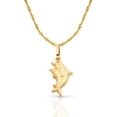 thumbnail image 1 of 14K Yellow Gold Double Dolphin Prosperity Charm Pendant with 1.2mm Singapore Chain Necklace - 24", 1 of 6