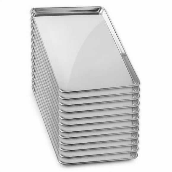 Gridmann 13"" X 18"" Commercial Grade Aluminum Cookie Sheet Baking Tray Jelly Roll Pan Half Sheet - 12 Pans
