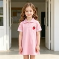 thumbnail image 2 of YAYUBA Girl's Uniform Polo Dress Collar Puff Short Sleeve Dress Ruffle Button Down Cute Shirtdress Kids Preppy School Uniform Dress 12-18 Months Pink, 2 of 9