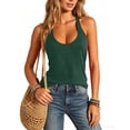 thumbnail image 6 of aohooy Women's T-Back Racerback Workout Tank Tops Summer Sleeveless Scoop Neck Running Gym T Shirts Loose Fit Yoga Fitness Top Green,M, 6 of 9