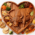 thumbnail image 2 of Highland Cow Charcuterie Board, Highland Cow Wooden Charcuterie Board, Cute Food Platter, Natural Solid Wood with Compartments for Cheese, Meats, Fruit, Farm Themed Party (A), 2 of 10