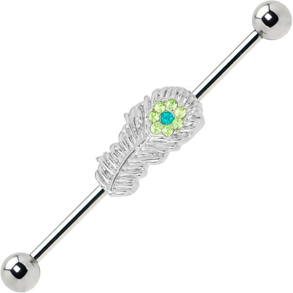 14G Peacock Industrial Barbell (2 Piece's (One Pair)) (B/5/7)