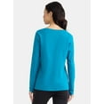 thumbnail image 3 of Time and Tru Women's Cotton V-Neck Tee with Long Sleeves, Size XS-XXXL, 3 of 5