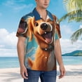 thumbnail image 3 of Pofeuu Blue Sky Cute Dog Print Hawaiian Shirt for Men Sleeves Casual Button Down Summer Beach Dress Shirts T-Shirts,Small, 3 of 7