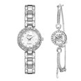 thumbnail image 3 of Business Casual Quartz Watch With Bracelets Ladies Jewelry Gift Combination, 3 of 9