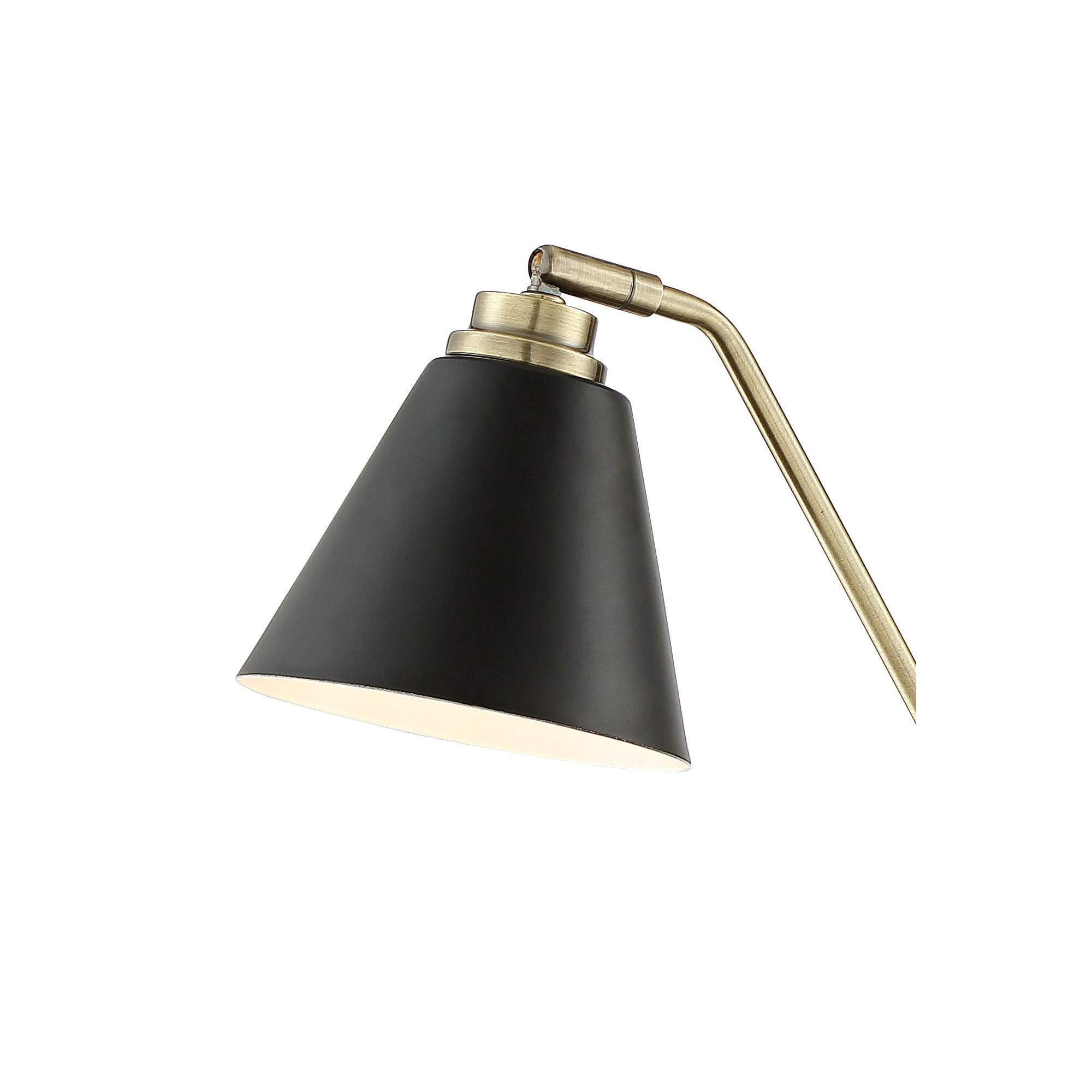Possini Euro Design Sentry Modern Mid Century Desk Lamp 23" High Black Brass with USB Charging Port LED Adjustable Cone Shade for Bedroom Living Room