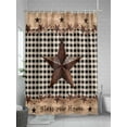 thumbnail image 5 of Black Plaid Country Star Shower Curtain, Farmhouse Wood Texture Bathroom Decor Curtains Set with Hooks, Waterproof Fabric Home Accessories， Stall 48 X 72 Inch, 5 of 6