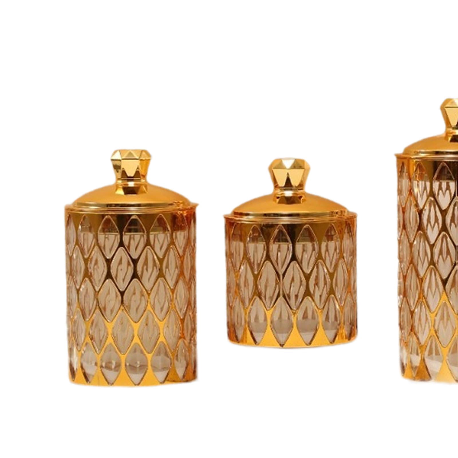 QSTDGVPW 3 Pieces Food Storage Jars with Lid Food Storage Container Tea Canister Airtight Gold trim