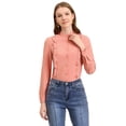 thumbnail image 2 of INSPIRE CHIC Women's Ruffle Trim Button Up Contrast Piping Career Long Sleeve Shirt, 2 of 2
