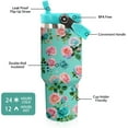 thumbnail image 2 of 30 oz Tumbler with Handle Flip Straw Leak Proof - Blue Flowers Cup 30oz Tumbler Travel Coffee Mug with Handle - Birthday Gifts for Women Blue Floral Lovers 30 Ounce Stainless Steel Cup, 2 of 4