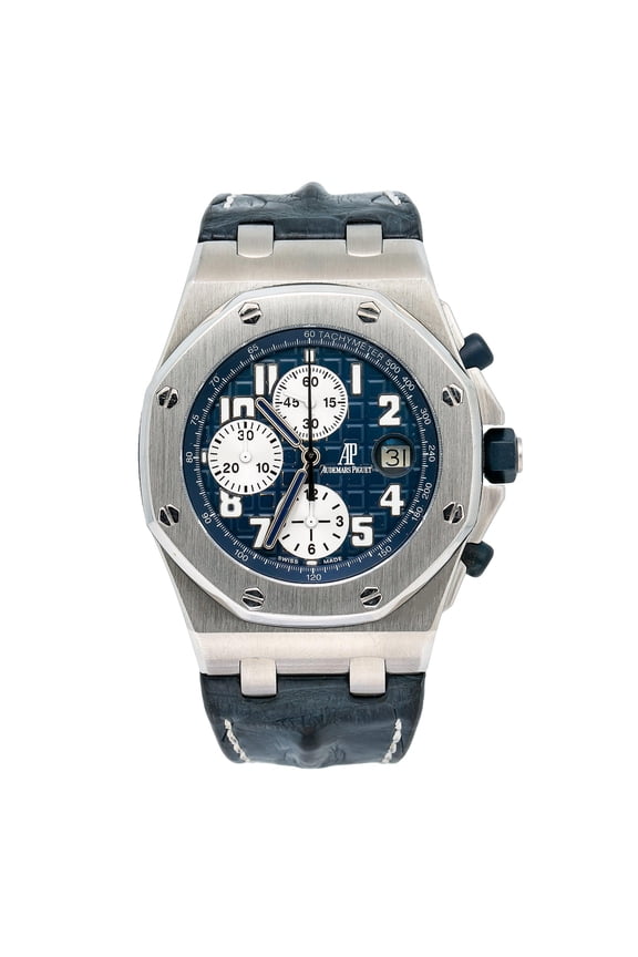 Pre-Owned Audemars Piguet Royal Oak Offshore Chronograph 26170ST 42MM Black Dial With Leather Bracelet