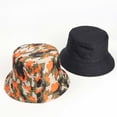 thumbnail image 2 of IROINNID Bucket Hat for Men Women Print Hawaiian Style Double-Sided Wearable Hats Summer Vacation Beach Cotton Versatile Bucket Hats,Orange, 2 of 4