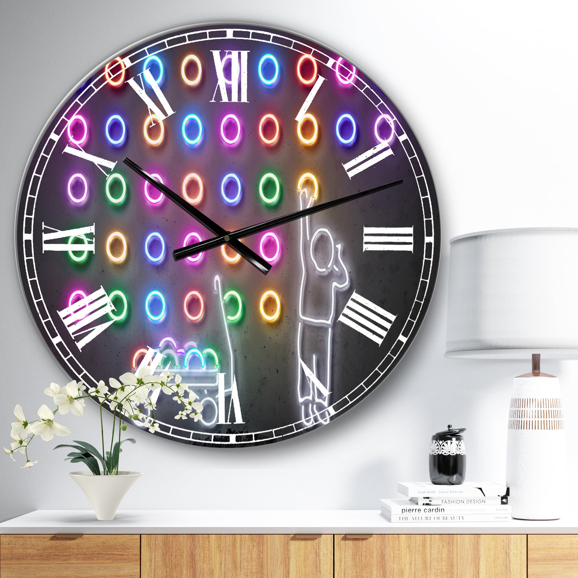 Designart Oversized Multicolor Analog Round Modern Wall Clocks, CLM25778-C23