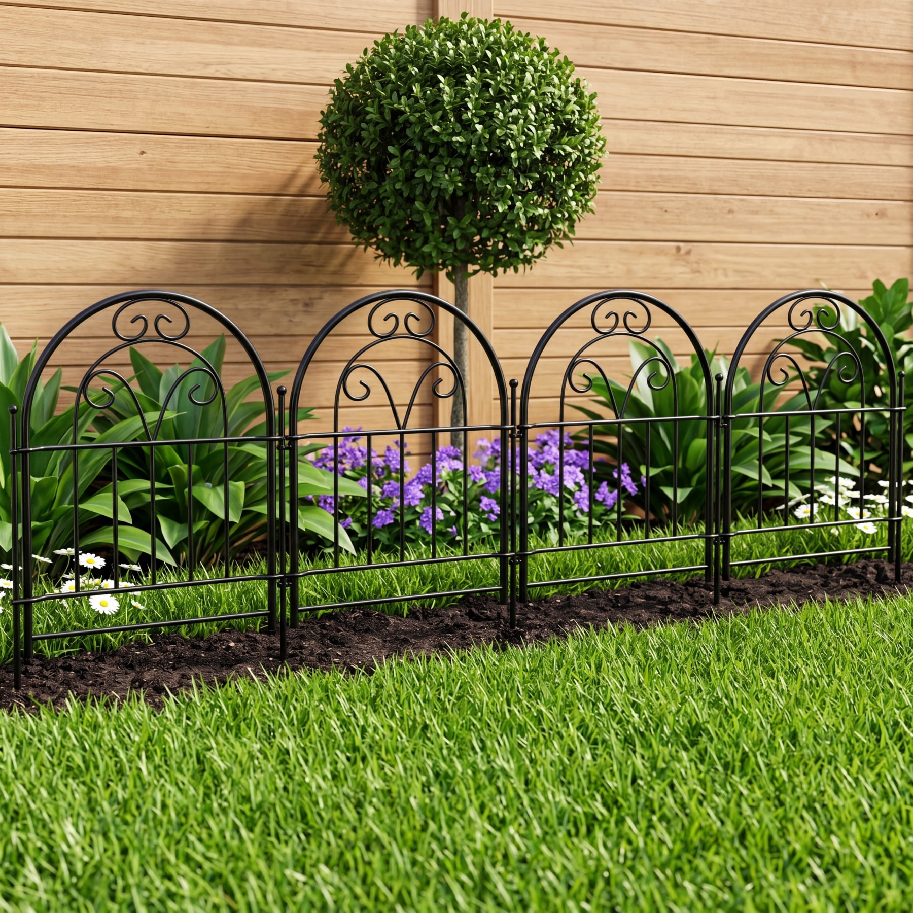 Decorative Garden Fence , 10 Pack Rustproof Metal No Dig Fence Animal Barrier for Dog, Arched Flower Bed Edging Ornamental Wire Border Panel Fencing for Yard Patio Outdoor Decor