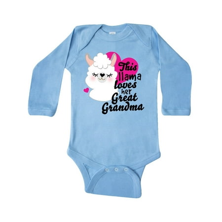

Inktastic Valentines Day This Llama Loves Her Great Grandma Gift Baby Girl Long Sleeve Bodysuit