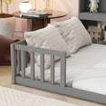 thumbnail image 5 of Full Size Floor Bed Modern Farmhouse with Side Bookcase Storage Shelves Guardrails Low Profile Platform Bed for Small Bedroom Space Saving, Grey, 5 of 18