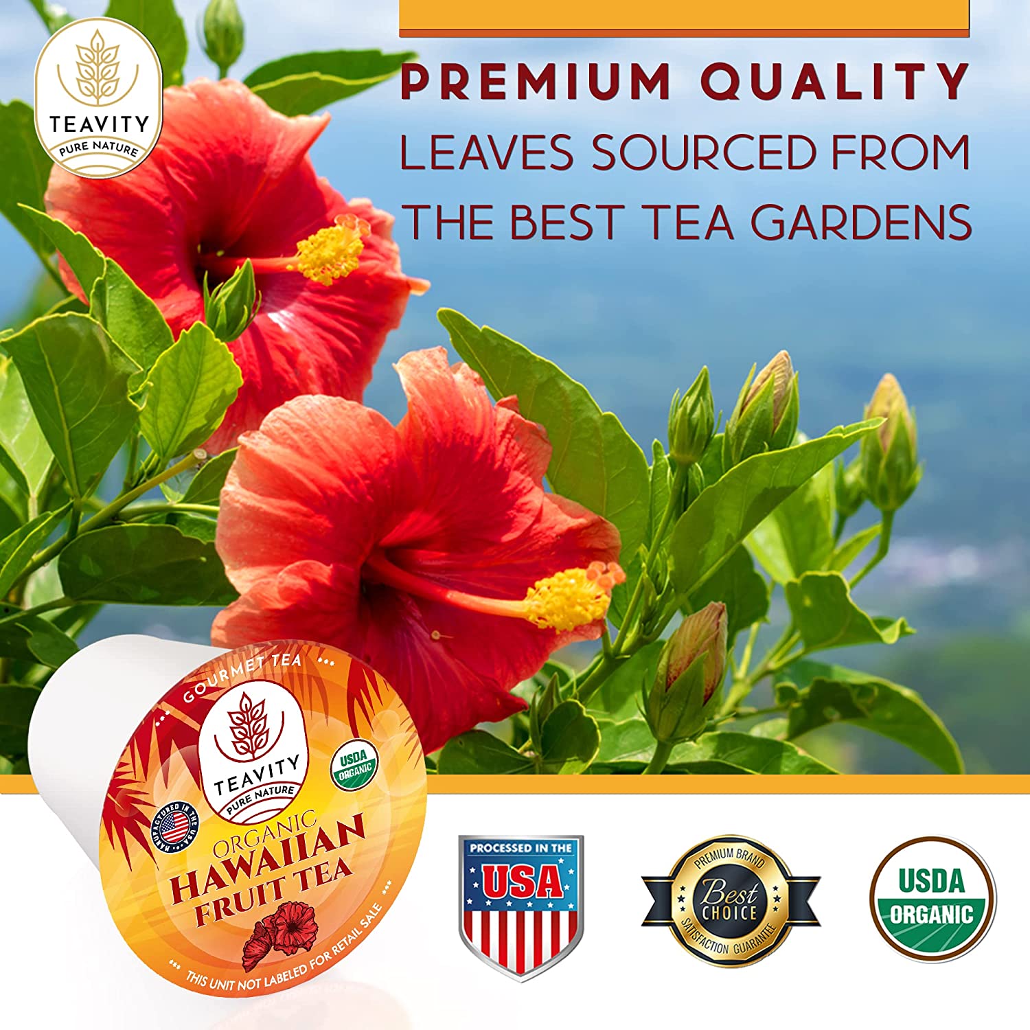 Organic Hibiscus Sabdariffa Tea Pods With Peach And Passionfruit Naturally Decaf Tea 4337