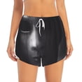 thumbnail image 2 of Susaid Mystical Masked Figure Monochrome Print Women's High Waisted Running Shorts Quick Dry Athletic Gym Track Workout Shorts Zip Pocket-XX-Large, 2 of 7