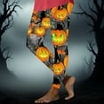 thumbnail image 2 of Women's Halloween Printed Leggings High Waisted Stretchy Yoga Pants Soft Athletic Workout Gym Tights Yellow, 2 of 6