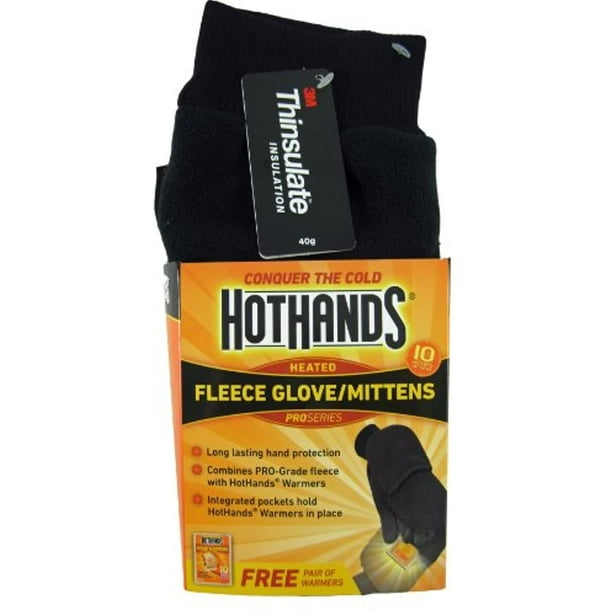 HotHands Heated Fleece Glove / Mittens (Black, Medium/ Large)