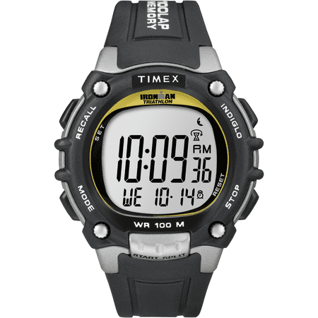 TIMEX Men's IRONMAN Classic 100 44mm Watch – Black & Silver-Tone Case Yellow