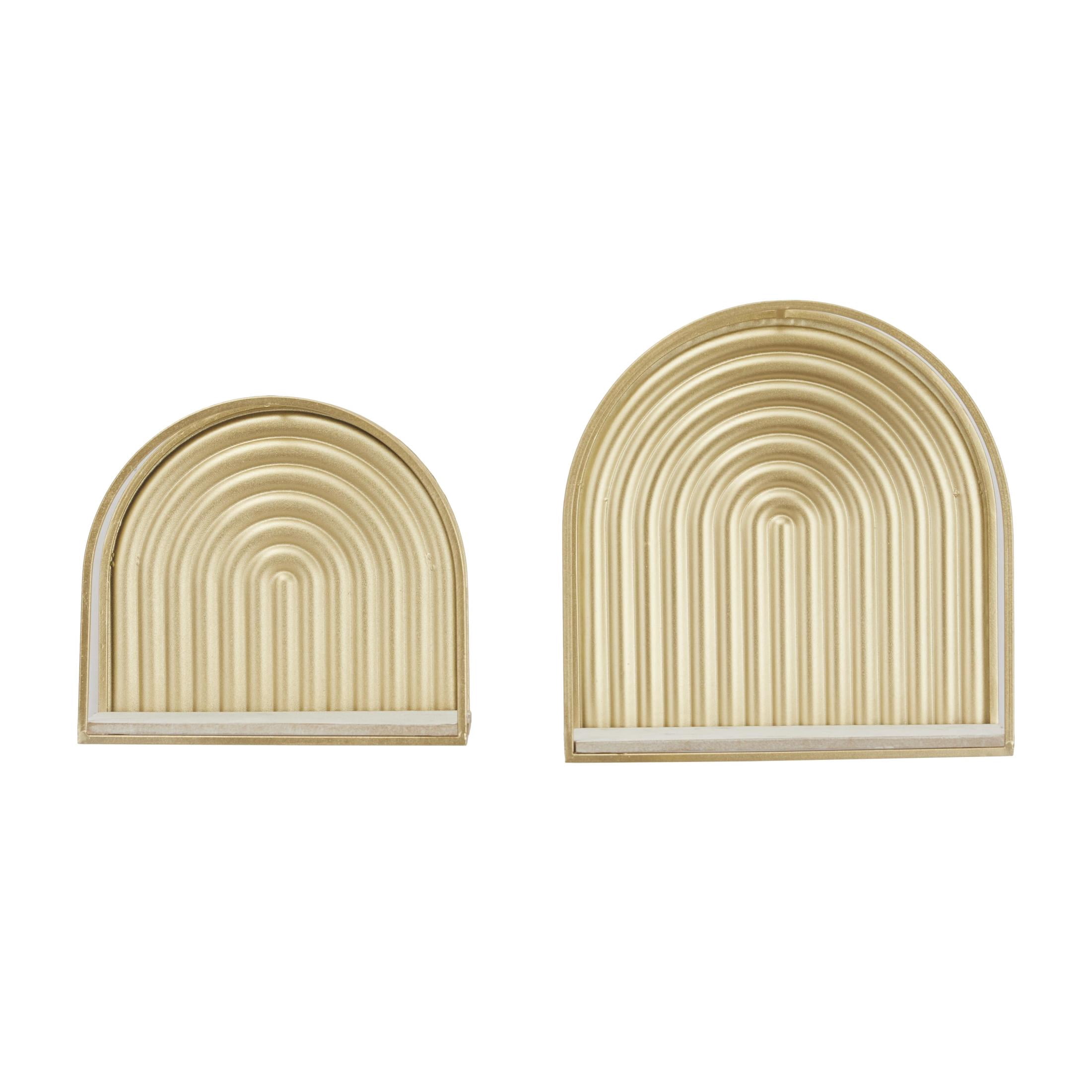 CosmoLiving by Cosmopolitan 12", 11"W Arched 2-Tier Gold Wall Shelf (2 Count)