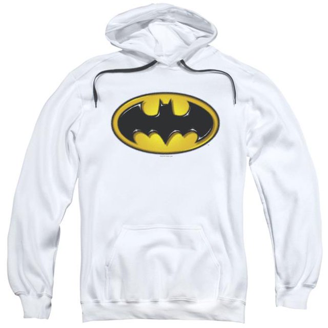 Batman & Symbole de Chauve-Souris à Capuchon Adulte Pull-Over & 44; Blanc - 2X