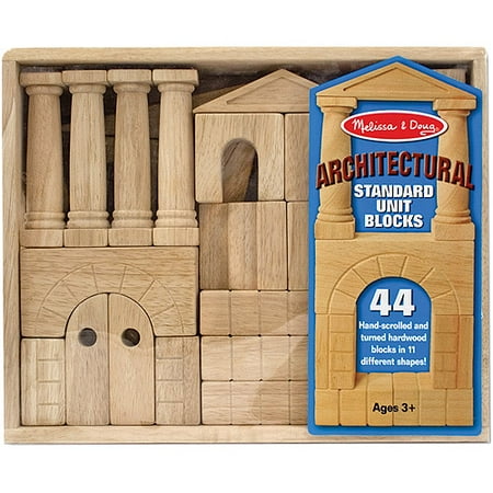 Melissa & Doug Architectural Wooden Unit Block Set With Storage Crate (44 pcs)