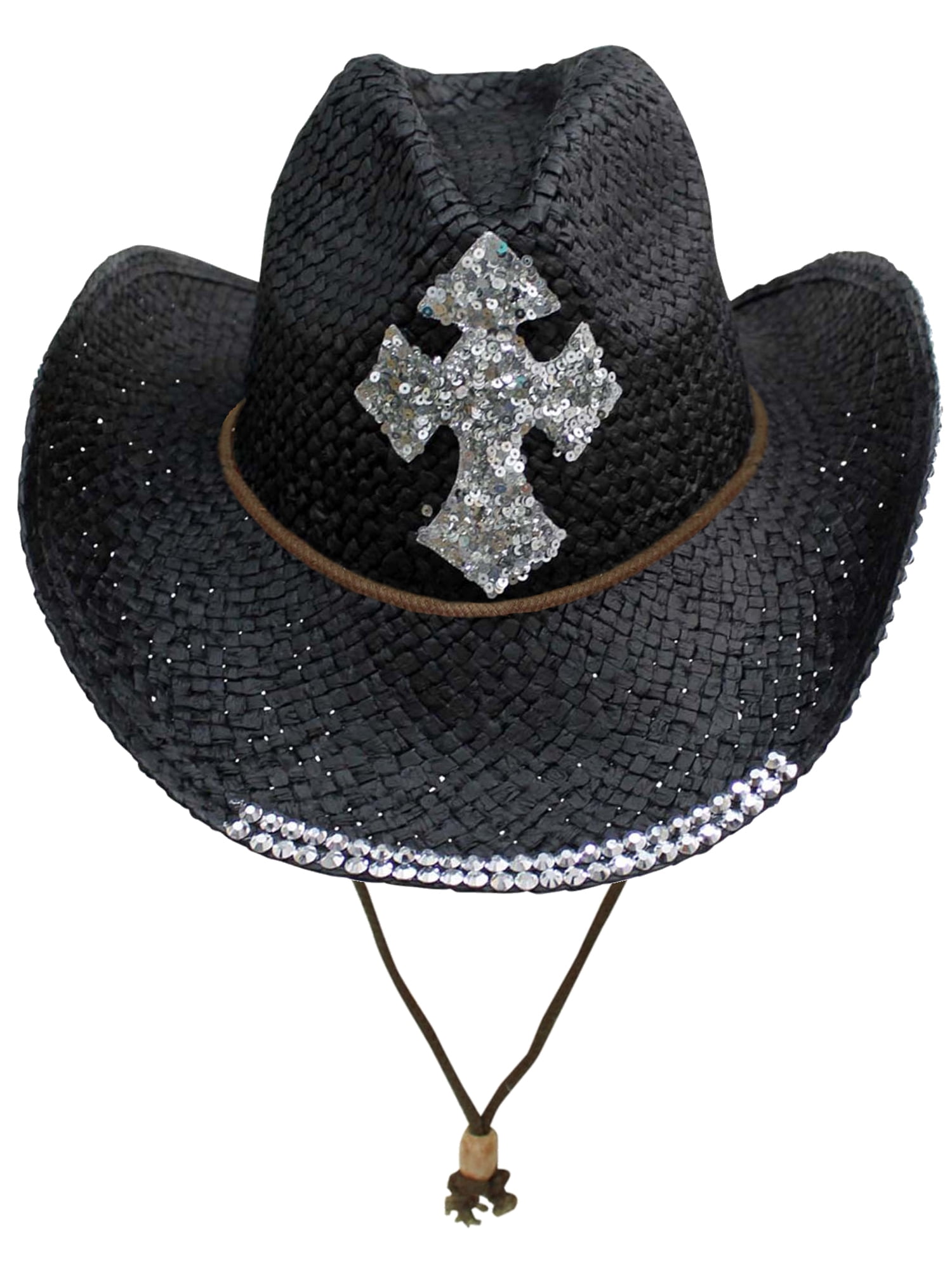 black straw cowboy hat