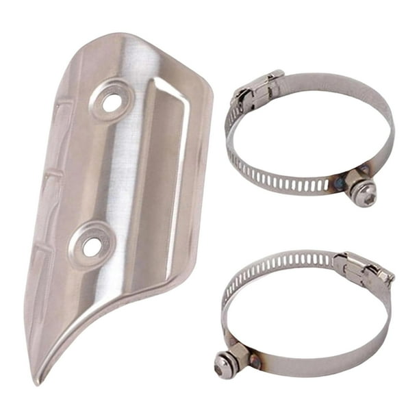 Protector universal resistente al desgaste para el escape de la motocicleta contra el calor y el desgaste. Plata
