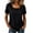 Black#0601A&11, variant on Women's Square Neck T-Shirt Short Sleeve Ruched Side Casual Tee Basic Solid Color Top for Daily Wear Black L