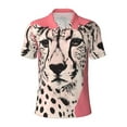 thumbnail image 2 of Daiia Pink Cheetah Art Pattern Men’s Polo Shirts,Solid Deck Shirt,Classic Fit, Breathable Cotton Polo for Casual and Sport Wear-Large, 2 of 7