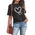 thumbnail image 6 of clearance!Outfmvch Tshirts for couple shirts for women Love Heart Grahic Valentine's Day Crew Neck Graphic Couple Tops Valentine's Day shirt shirts for women graphic t-shirts Black 1 3XL, 6 of 6