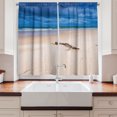 thumbnail image 2 of Ambesonne Driftwood Kitchen Curtains, Deserted Sandy Beach, 55"x45", Beige and Blue, 2 of 3
