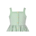 thumbnail image 5 of Girl Dress Green Striped Button Pockets Everyday Sundress 5 Years, 5 of 7