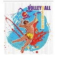 thumbnail image 3 of Ambesonne Beach Shower Curtain, Man Serving an Overhead Ball, 69"Wx75"L, Sky Blue Red, 3 of 3