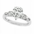 thumbnail image 2 of Silvago Jewelry 2.13 Ct Pear Moissanite Ring - 14K White Gold Plated Design - Three Stone and Side Baguette Wedding Jewelry - Past Present Future Inspired Ring, 2 of 2