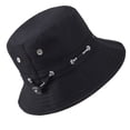 thumbnail image 3 of 1 sombrero de pescador de doble cara con protección solar para exteriores, con protección UV, elegante sombrero de cubo con cordones para verano, para playa, para mujer (negro), 3 of 5