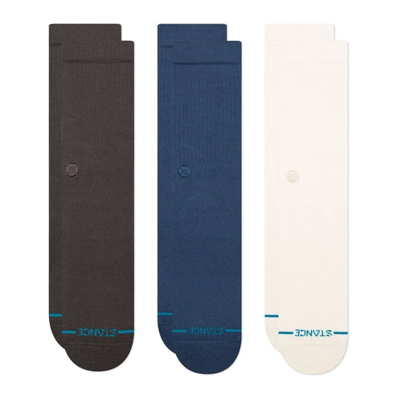 3 pack Icon  Mens Crew Charcoal Socks Stance