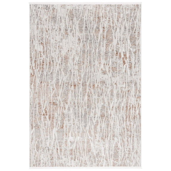 SAFAVIEH Mila Mabel Distressed Polyester Area Rug, Beige/Gray, 8' x 10'
