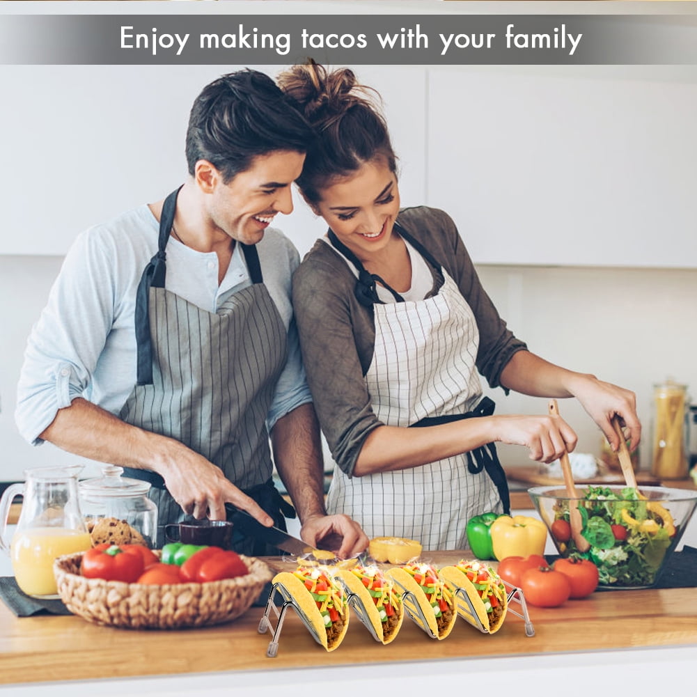 Taco Holders Stainless Steel Taco Shell Holder Stand,Taco Tray Holds 4 Tacos Each