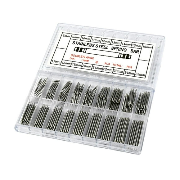 360Pcs reloj Barras de 8 mm-25 mm Pasadores de enlace de correa de liberación de doble brida para reparación, reemplazo, kit de