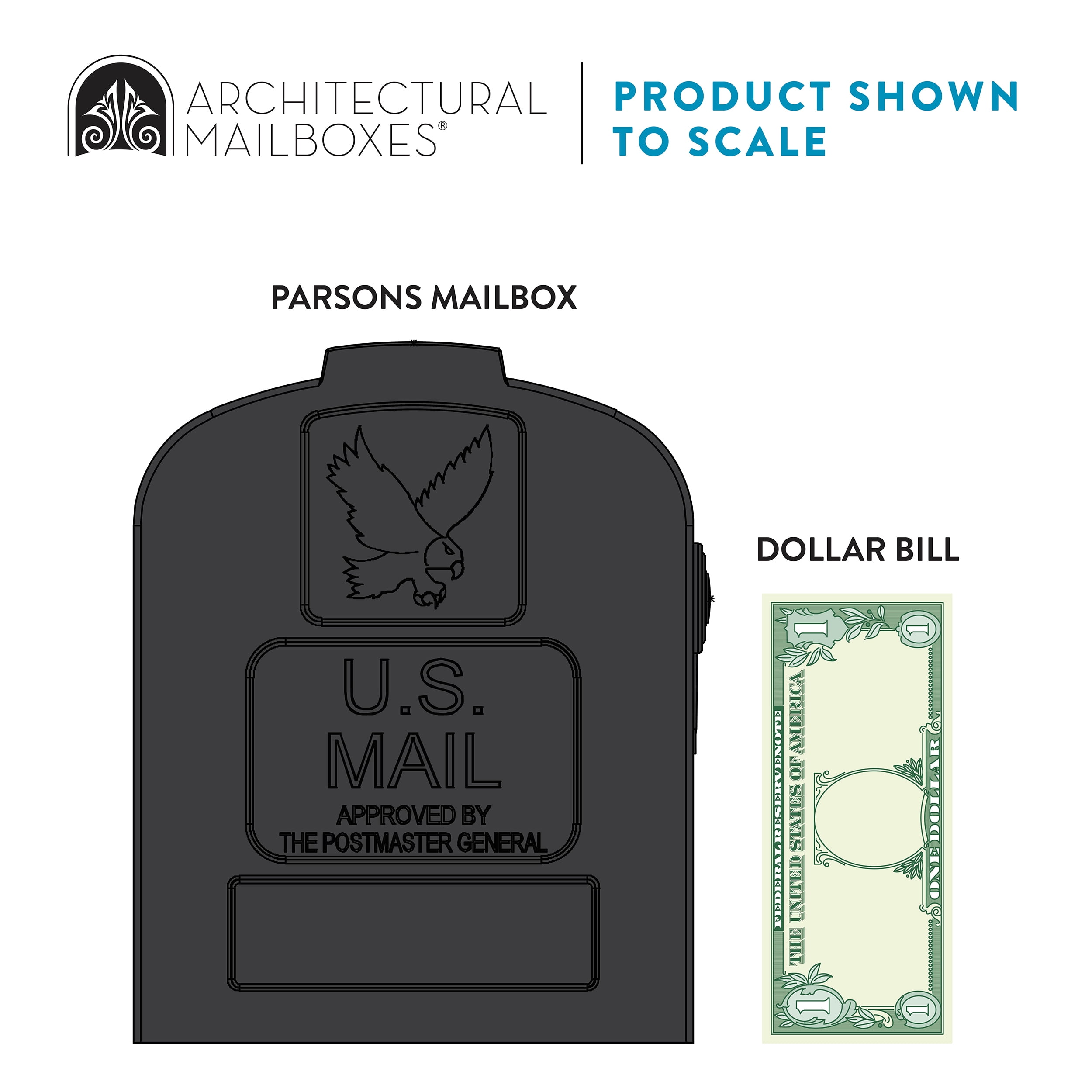 Architectural Mailboxes Parsons Plastic, Medium, Post-Mount Mailbox in Black