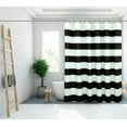 thumbnail image 2 of ROYALE LINENS Pack of 1 Poly Cotton Printed Shower Curtain for Bathroom 72 Inches X72 Inches for Home Hotel Machine Washable (Standard - Rugby Stripe Black), 2 of 5