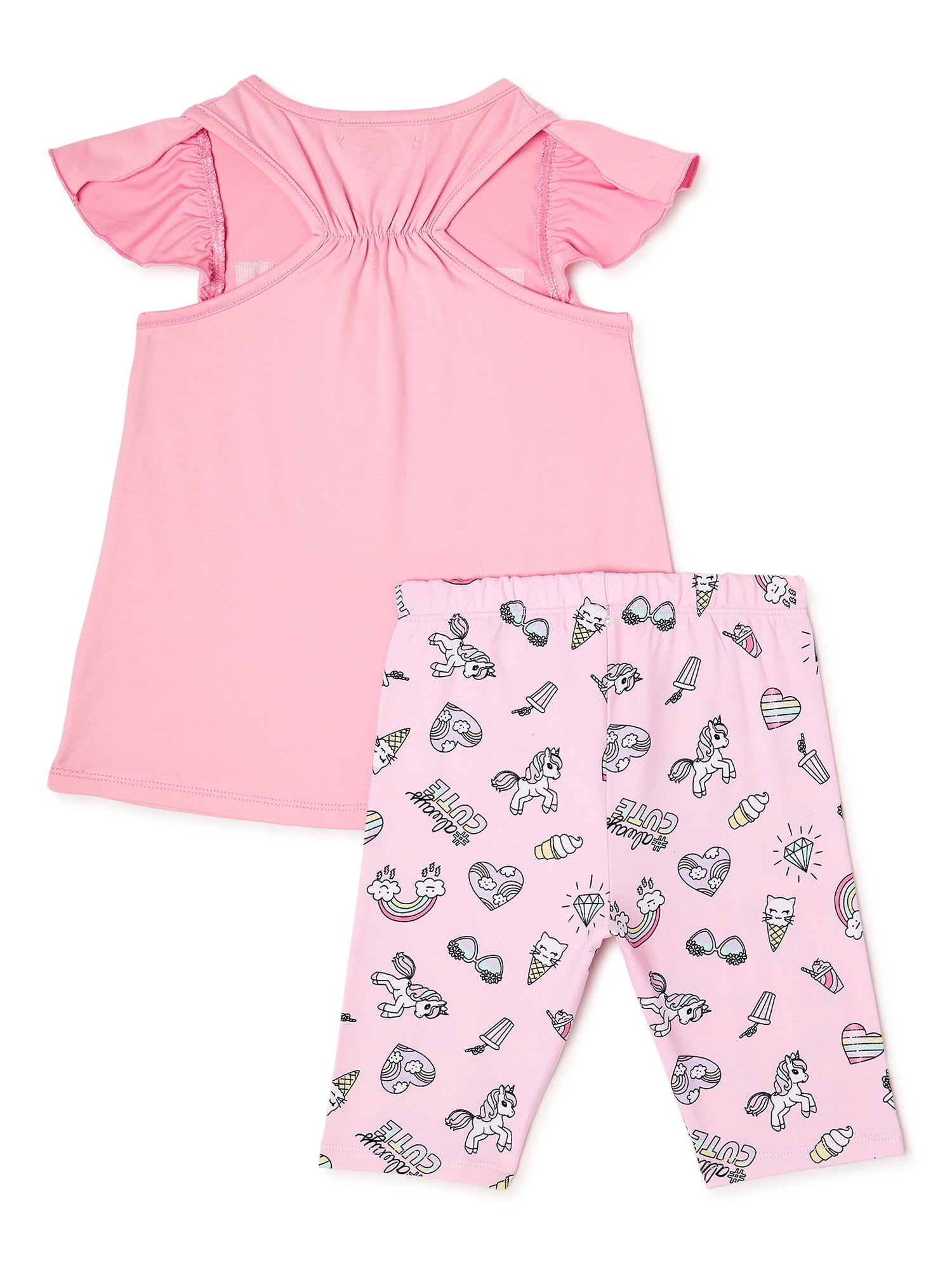 Btween Girl's Shirred Racer Back Sequin Tank and Printed Bike Shorts 2 Pieces, Sizes 4-12