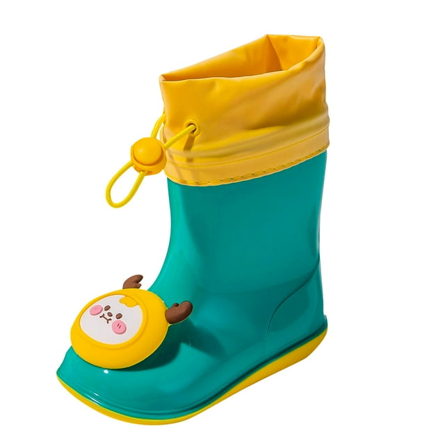 NOKIO Rain Shoes For Children Lined Rubber For Boys And Girls, Lightweight Rain Water Proof NonSlip GumBootš With Drawstring