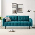thumbnail image 2 of Tufted Sofa, Fabric, Teal Blue, Modern Contemporary Urban Design, Living Lounge Room Hotel Lobby Hospitality, 2 of 10