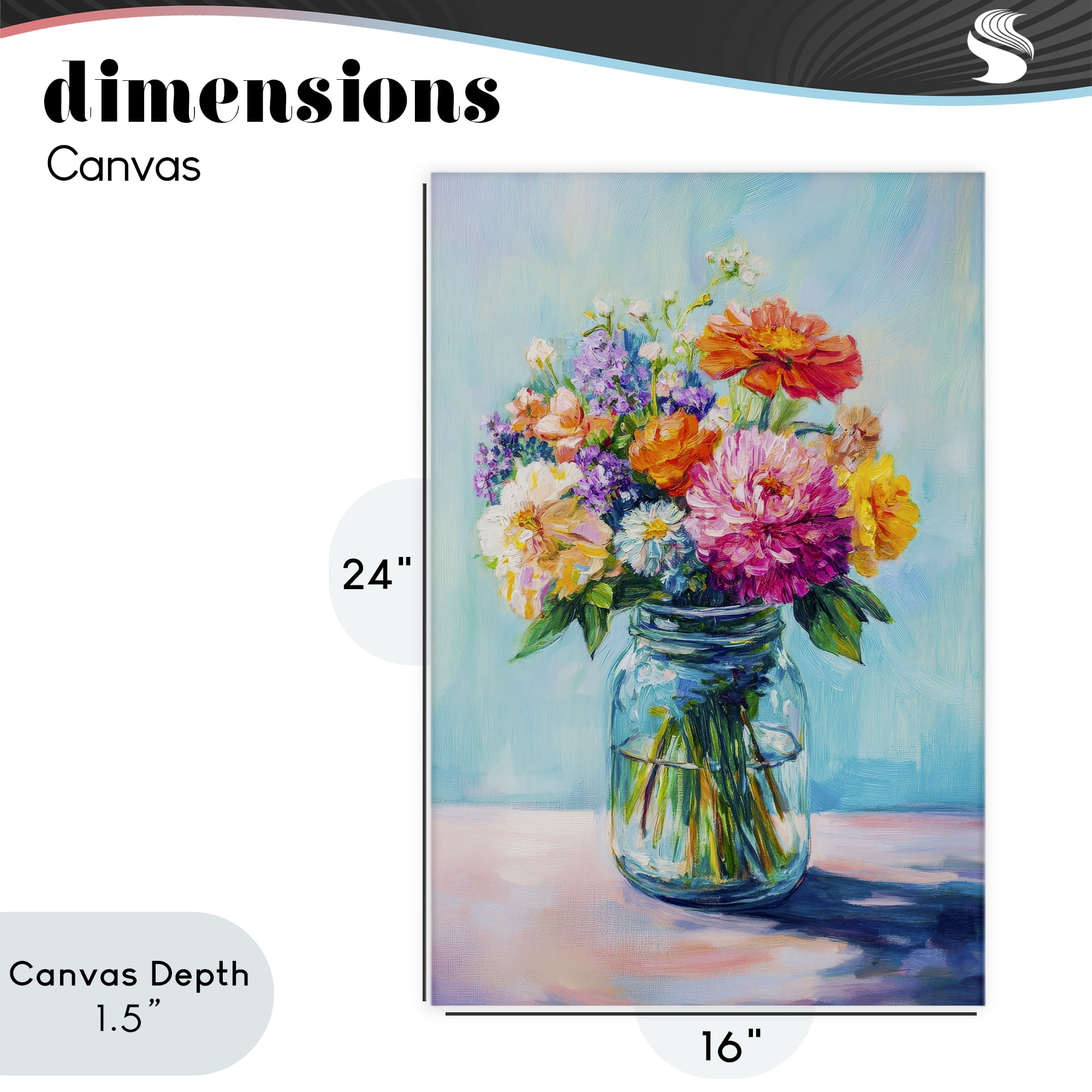 Stupell Industries Vibrant Country Jar Bouquet Canvas Wall Art, design by Petal Prints Design